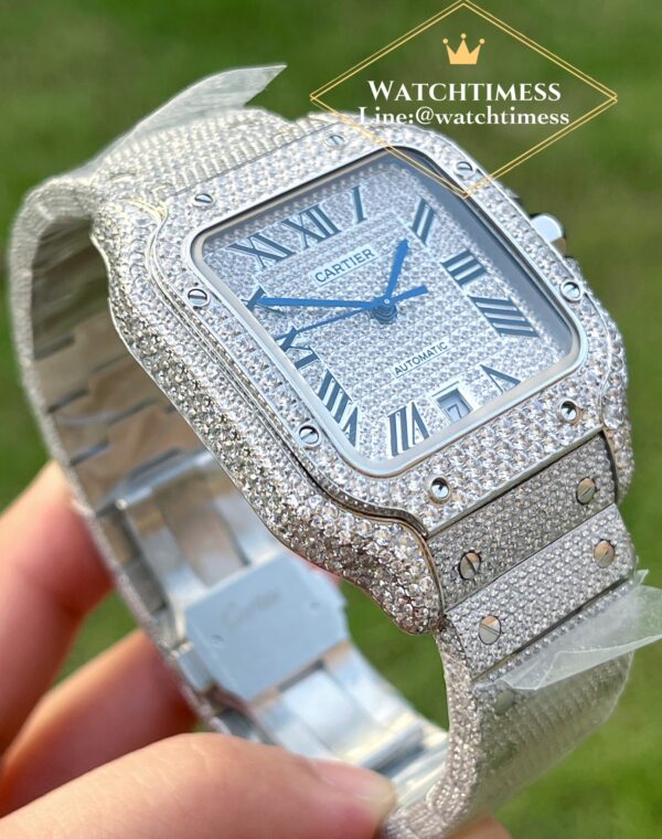 Cartier Santos100 Full Diamond 40mm. Ref.WSSA0018 TW Factory - Image 8