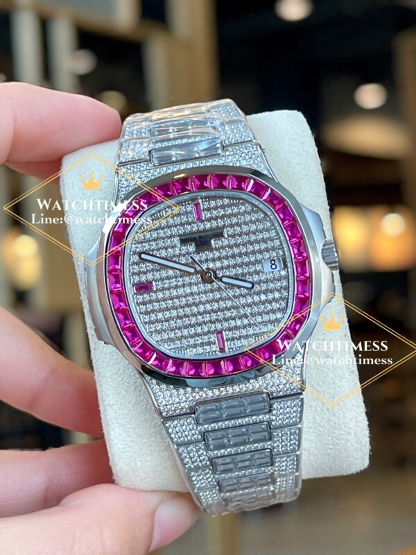 Patek Philippe 5711 Full Diamond Pink Custom TW Factory - Image 3