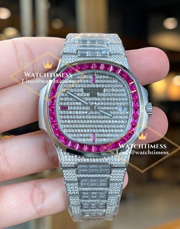 Patek Philippe 5711 Full Diamond Pink Custom TW Factory - Image 4