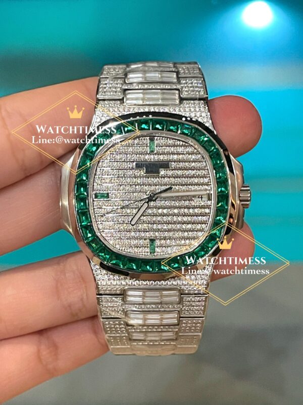 Patek Philippe 5711 Full Diamond Green Custom TW Factory - Image 3