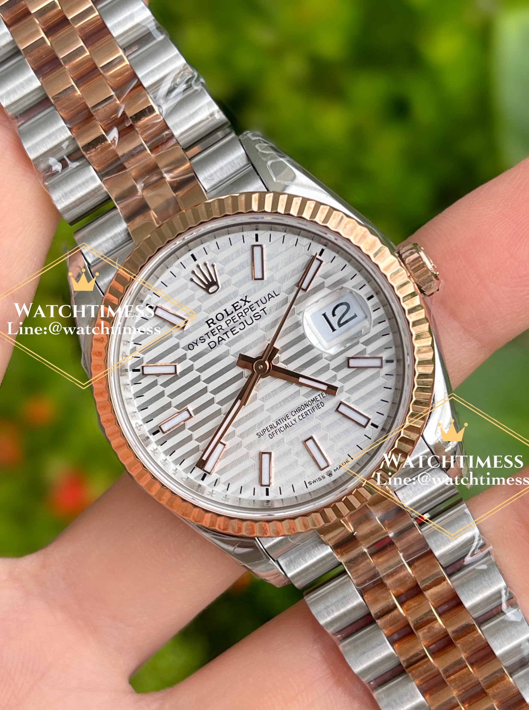 Rolex Datejust 36mm. Silver Fluted Motif Dial Twotone Rosegold Ref.126231 VSF Factory