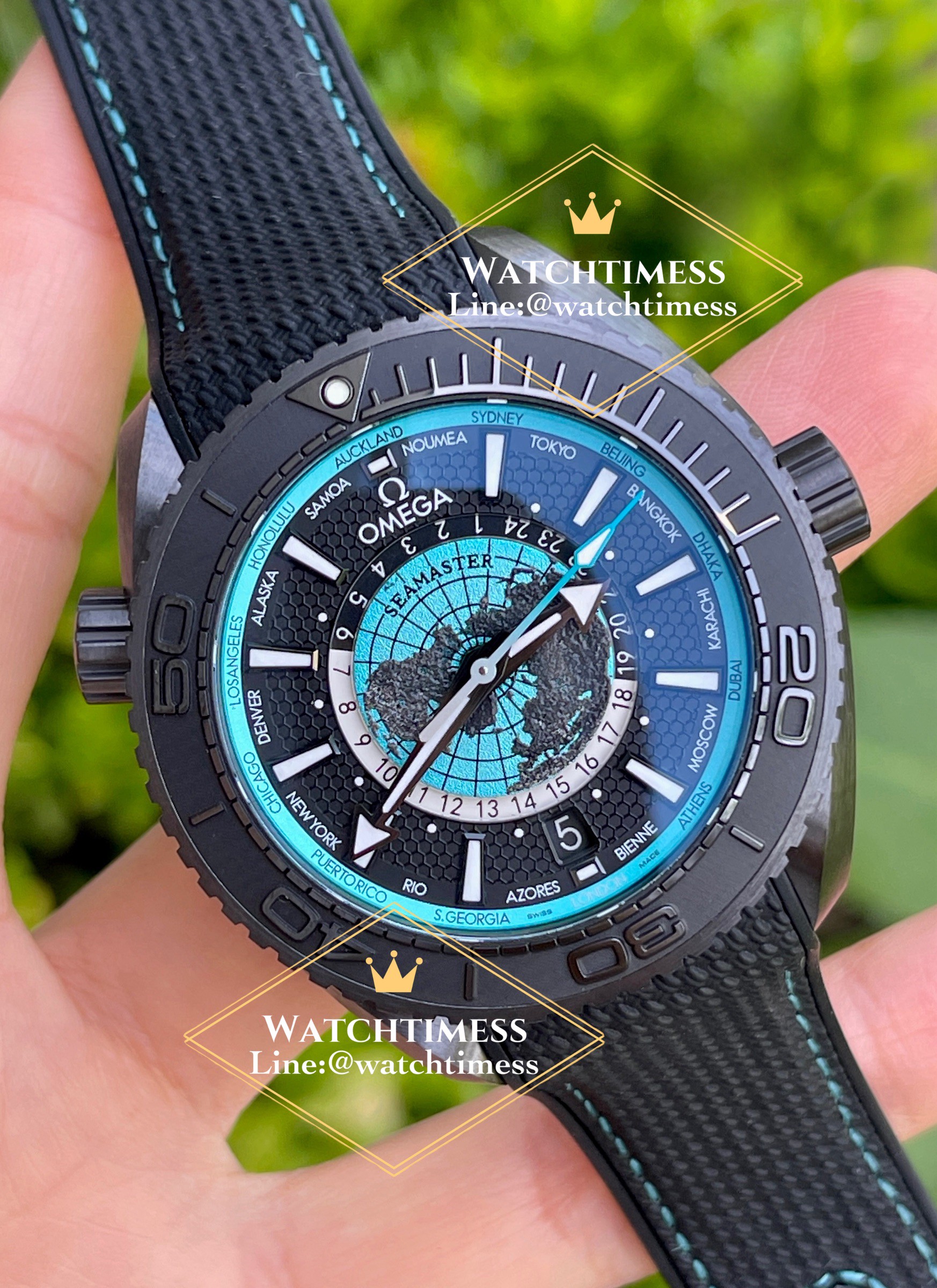 Omega Seamaster Planet Ocean Worldtimer Deep Black 2025 Vsf Factory
