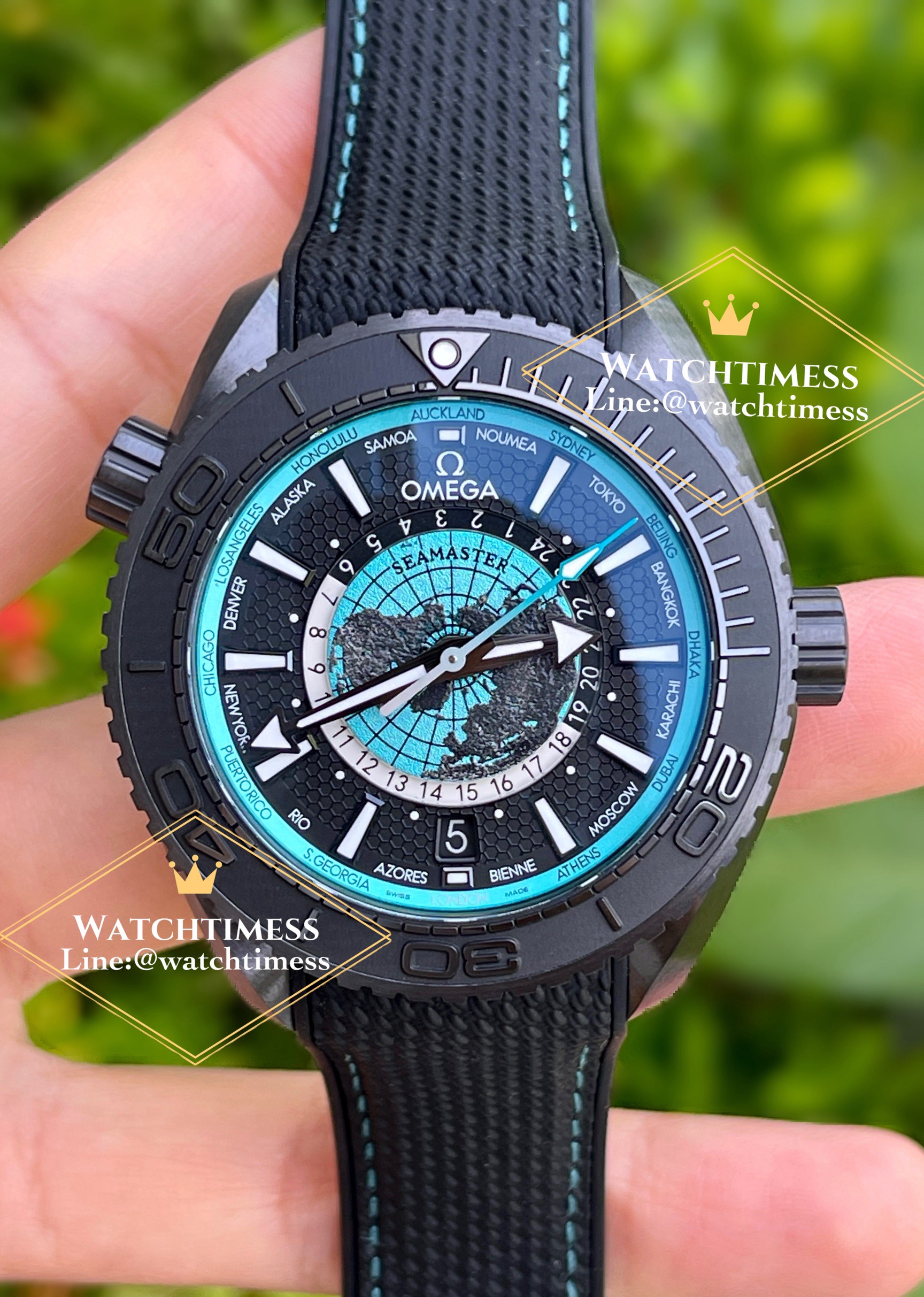 Omega Seamaster Planet Ocean Worldtimer Deep Black 2025 Vsf Factory - Image 3