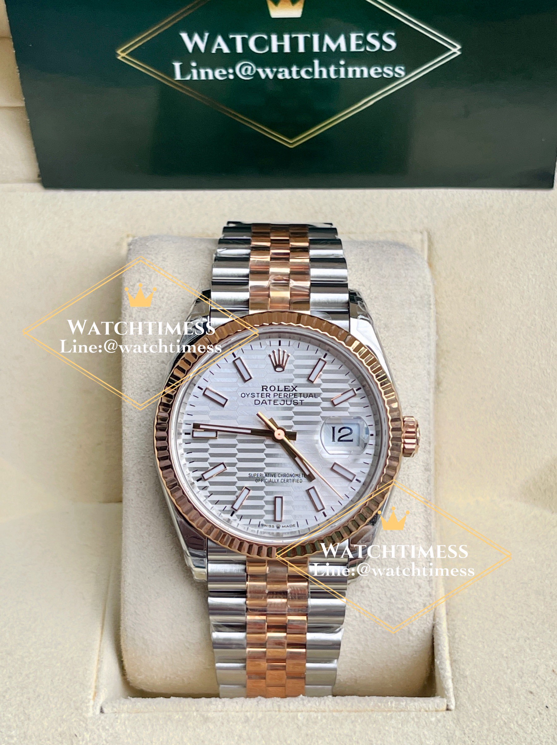 Rolex Datejust 36mm. Silver Fluted Motif Dial Twotone Rosegold Ref.126231 VSF Factory - Image 4